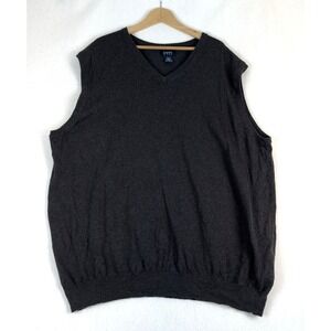 HB Harbor Bay Sweater Vest 3XLT Charcoal Gray Mens V-Neck Cotton